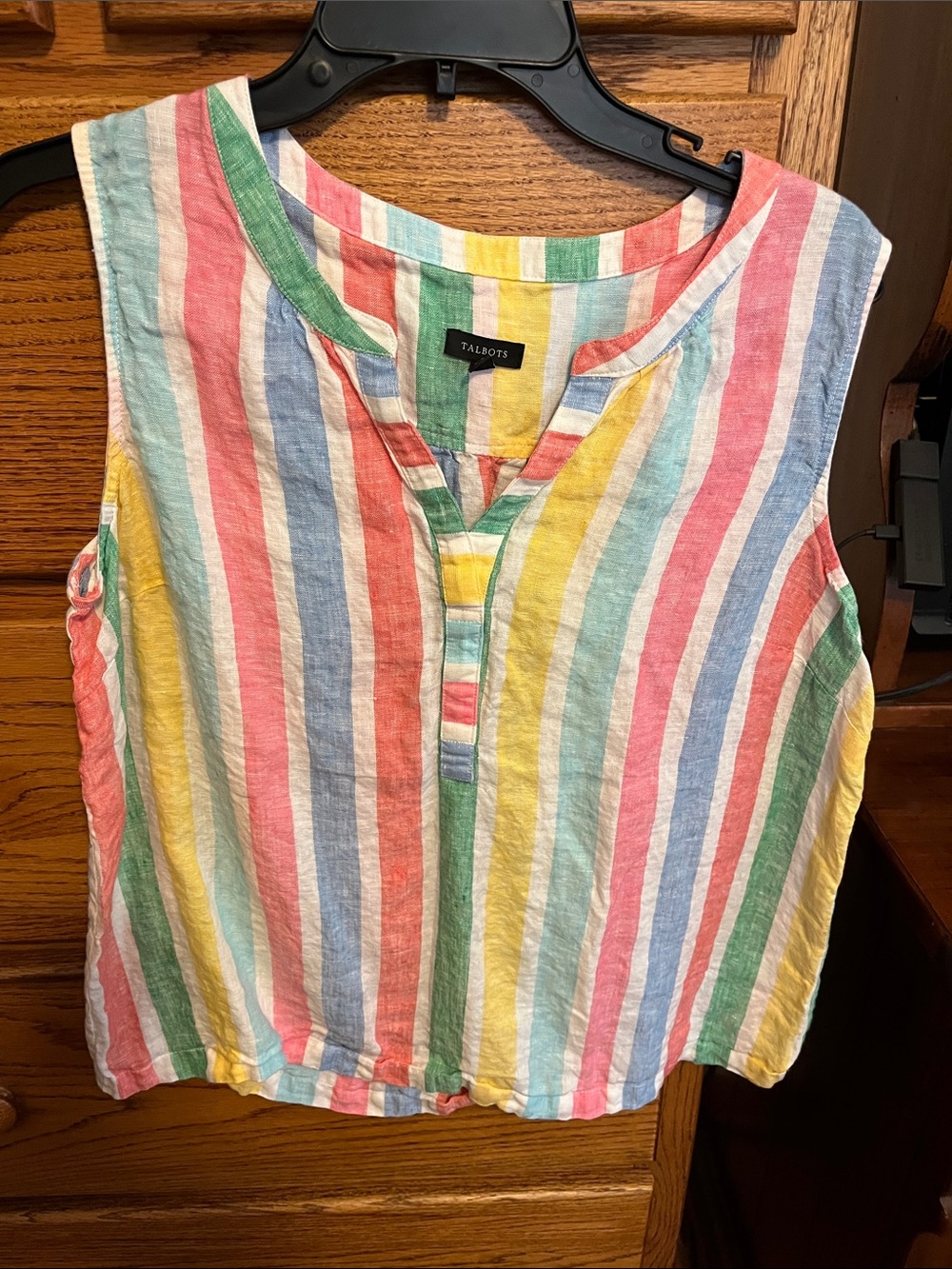 Talbots Pastel Multicolor Vertical Stripe Sleeveless Top